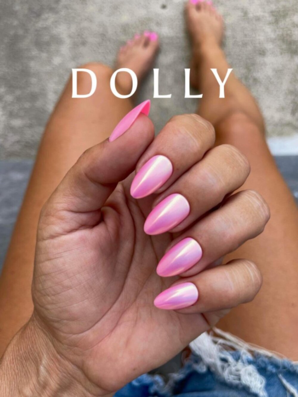 NEW Red Aspen Press-On Nails Pink Medium Almond Dolly's Fiery Pink